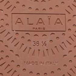 Alaia White Leather Grommet Flat Slides Size 36.5