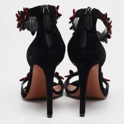 Alaia Black Suede Ankle Strap Sandals Size 38