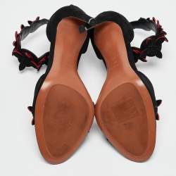 Alaia Black Suede Ankle Strap Sandals Size 38