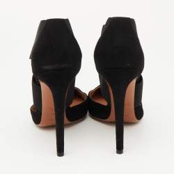 Alaia Black Suede and Stretch Fabric Cross Strap Pumps Size 38.5