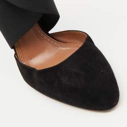 Alaia Black Suede and Stretch Fabric Cross Strap Pumps Size 38.5