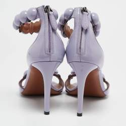 Pre Owned Alaia Purple Patent Bombe Stud Embellished Open Toe Sandals  Size 40