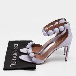 Pre Owned Alaia Purple Patent Bombe Stud Embellished Open Toe Sandals  Size 40