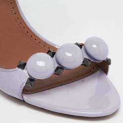 Pre Owned Alaia Purple Patent Bombe Stud Embellished Open Toe Sandals  Size 40