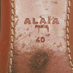 Alaia Silver Leather and Net Flat Slides Size 40