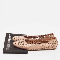 Alaia Beige Cut Out Leather Ballet Flats Size 41