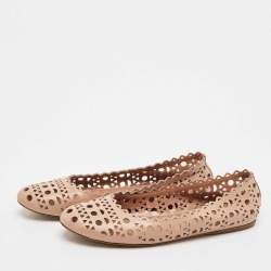 Alaia Beige Cut Out Leather Ballet Flats Size 41