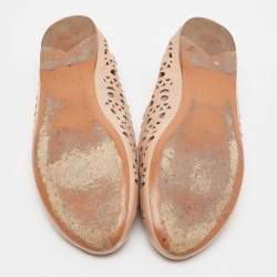 Alaia Beige Cut Out Leather Ballet Flats Size 41