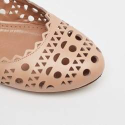 Alaia Beige Cut Out Leather Ballet Flats Size 41