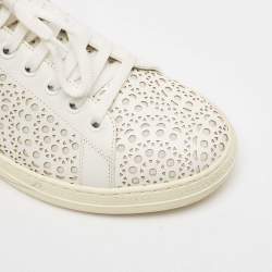 Alaia White Laser Cut Leather Low Top Sneakers Size 37
