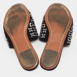 Alaia Black Suede Embellished Flat Slides Size 36.5