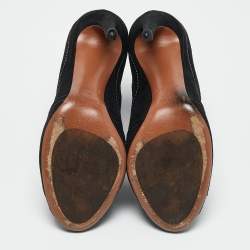 Alaia Black Suede Embroidered Ankle Length Boots Size 39
