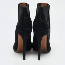 Alaia Black Suede Embroidered Ankle Length Boots Size 39