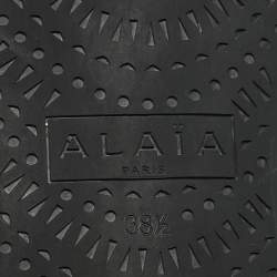 Pre Owned Alaia Black Fishnet and Patent Leather Ballet Flats Size 38.5