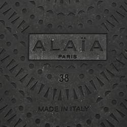 Alaia Black Leather Perforated Thong Flats Size 38