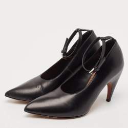 Alaia Black Leather Pointed Toe Ankle Strap Pumps Size 38