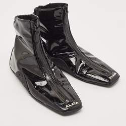 Pre Owned Alaia Black Patent Leather LA Trainers High Top Sneakers Size 38