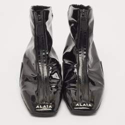 Pre Owned Alaia Black Patent Leather LA Trainers High Top Sneakers Size 38