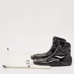 Pre Owned Alaia Black Patent Leather LA Trainers High Top Sneakers Size 38