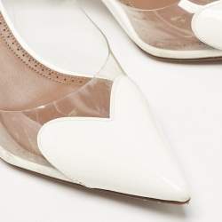 Pre Owned Alaia White Patent Leather and PVC le coeur Slingback Pumps Size 38
