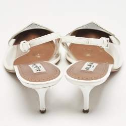 Pre Owned Alaia White Patent Leather and PVC le coeur Slingback Pumps Size 38