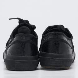 Alaia Black Croc Embossed Leather Superga Sneakers Size 37