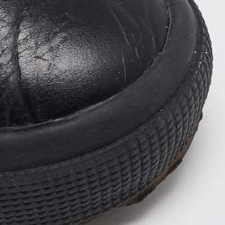 Alaia Black Croc Embossed Leather Superga Sneakers Size 37