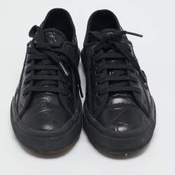 Alaia Black Croc Embossed Leather Superga Sneakers Size 37