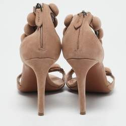 Alaia Beige Suede Bombe Ankle Strap Sandals Size 40