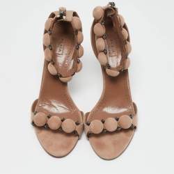 Alaia Beige Suede Bombe Ankle Strap Sandals Size 40