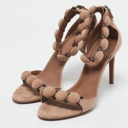Alaia Beige Suede Bombe Ankle Strap Sandals Size 40