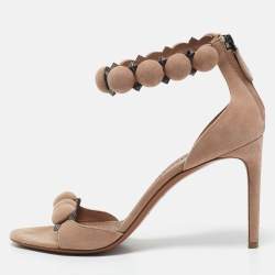 Alaia Beige Suede Bombe Ankle Strap Sandals Size 40