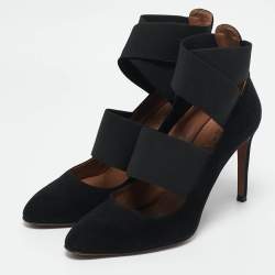 Alaia Black Suede and Elastic Cross Strap Pumps Size 38
