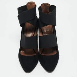 Alaia Black Suede and Elastic Cross Strap Pumps Size 38