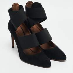 Alaia Black Suede and Elastic Cross Strap Pumps Size 38