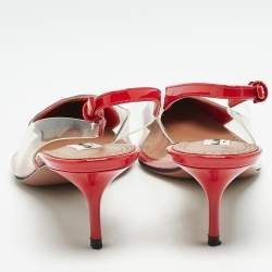 Alaia Red Patent Leather and PVC Le Coeur Slingback Pointed Toe Pumps Size 38
