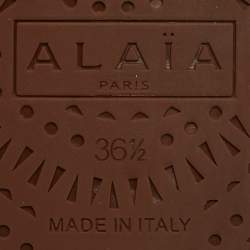 Pre Owned Alaia White Mesh and Patent Leather Buckle Detail Ballet Flats Size 36.5