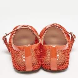 Alaia Red Mesh and Patent Leather Fishnet Ballet Flats Size 38
