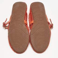 Alaia Red Mesh and Patent Leather Fishnet Ballet Flats Size 38