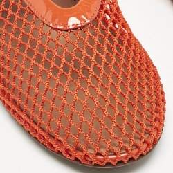 Alaia Red Mesh and Patent Leather Fishnet Ballet Flats Size 38