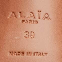 Pre Owned Alaia White Fishnet  and Patent Leather Mary Jane Pumps Size 39