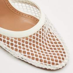 Pre Owned Alaia White Fishnet  and Patent Leather Mary Jane Pumps Size 39