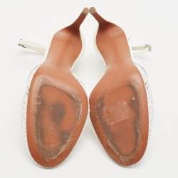 Pre Owned Alaia White Fishnet  and Patent Leather Mary Jane Pumps Size 39