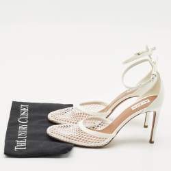 Pre Owned Alaia White Fishnet  and Patent Leather Mary Jane Pumps Size 39