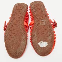 Alaia Orange Fishnet and Patent Leather Ballet Flats Size 37.5