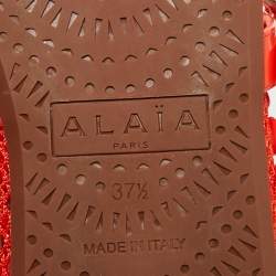 Alaia Orange Fishnet and Patent Leather Ballet Flats Size 37.5
