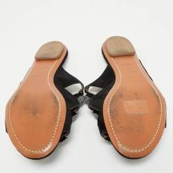 Alaia Black Suede Bombe Flat Slides Size 38 