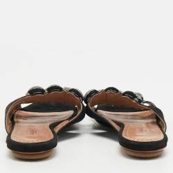 Alaia Black Suede Bombe Flat Slides Size 38 
