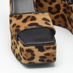 Pre Owned Alaia Brown Calf Hair Wedge Slide Sandals Size 39