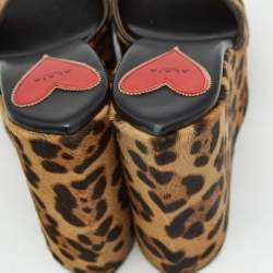 Pre Owned Alaia Brown Calf Hair Wedge Slide Sandals Size 39